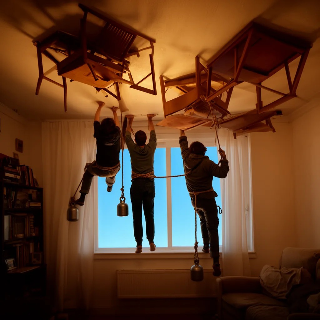 İnsanlar bellerine ip bağlayıp ipin ucuna ağırlık bağlayarak dışarı çıkmaya başladılar.