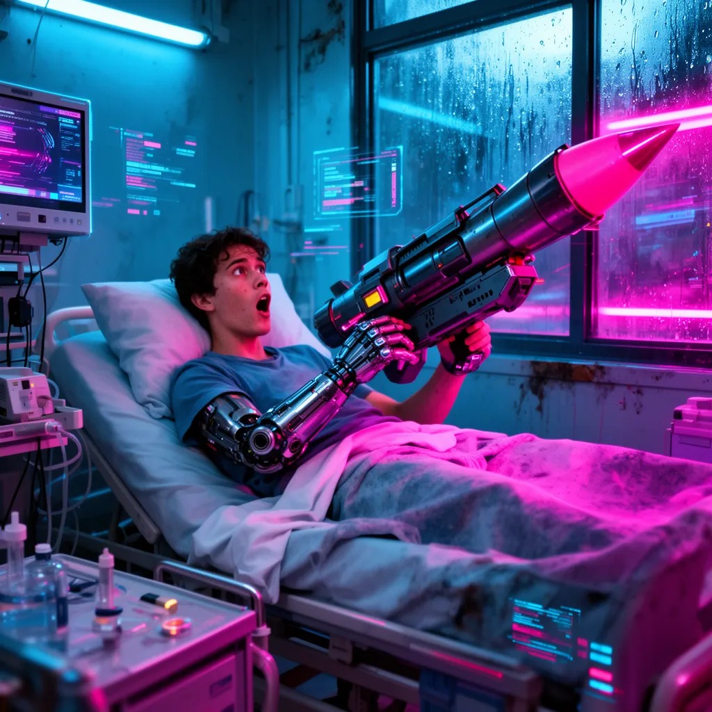 Uyanıp, kolunu hareket ettirmek istediğinde sanki bir silaha dönüşür ve şok olur.