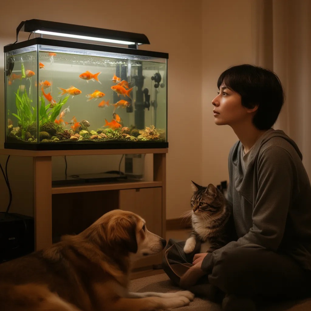 As I watch them, my own thoughts quiet, like the gentle hum of the fish tank. Serenity found in simplicity.