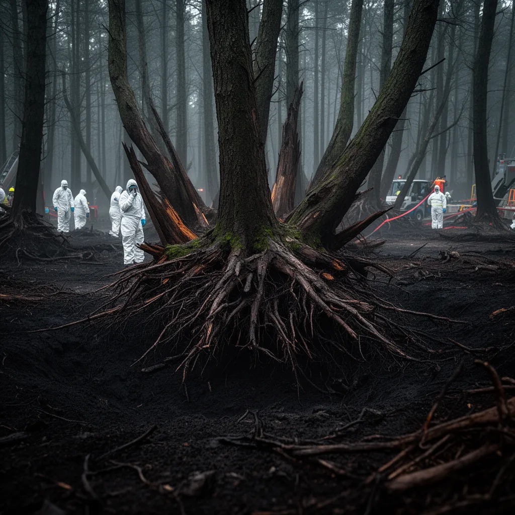 Governments scrambled to contain the spill, but trees kept moving, as if they knew it was too late. Roots snapped, ancient bo