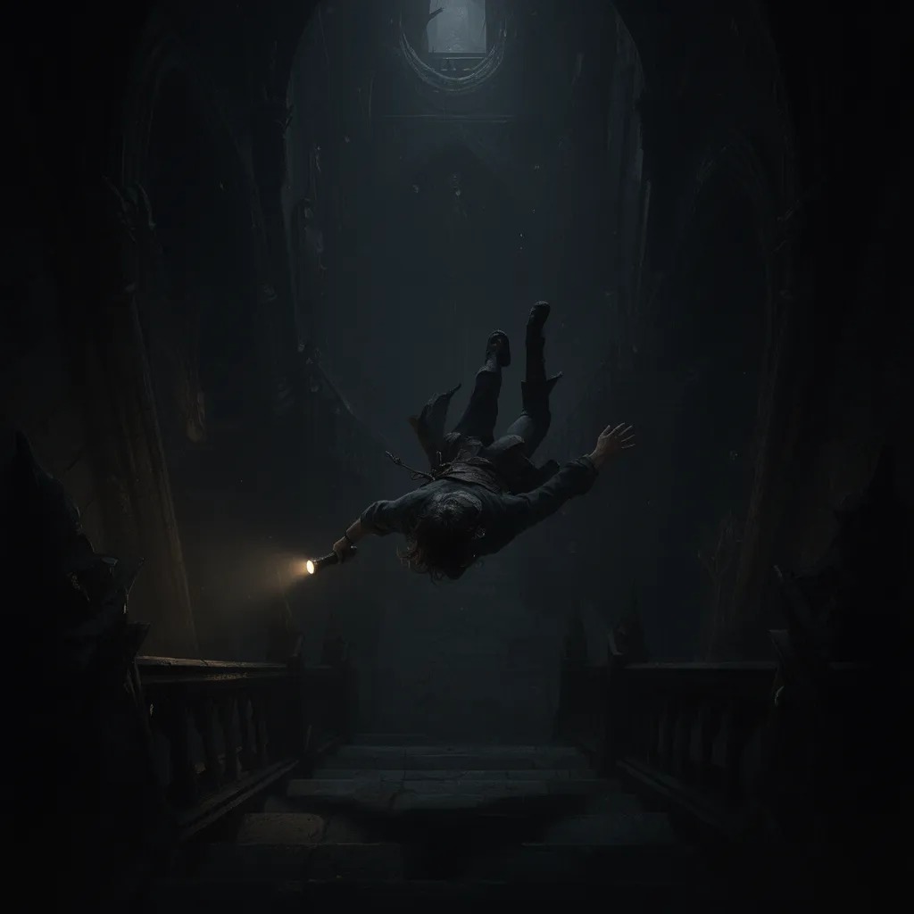 Birden ayağın boşluğa geldi ve hızla aşağı doğru düşmeye başladın. El feneri elinden fırladı ve tamamen karanlığa gömüldün.