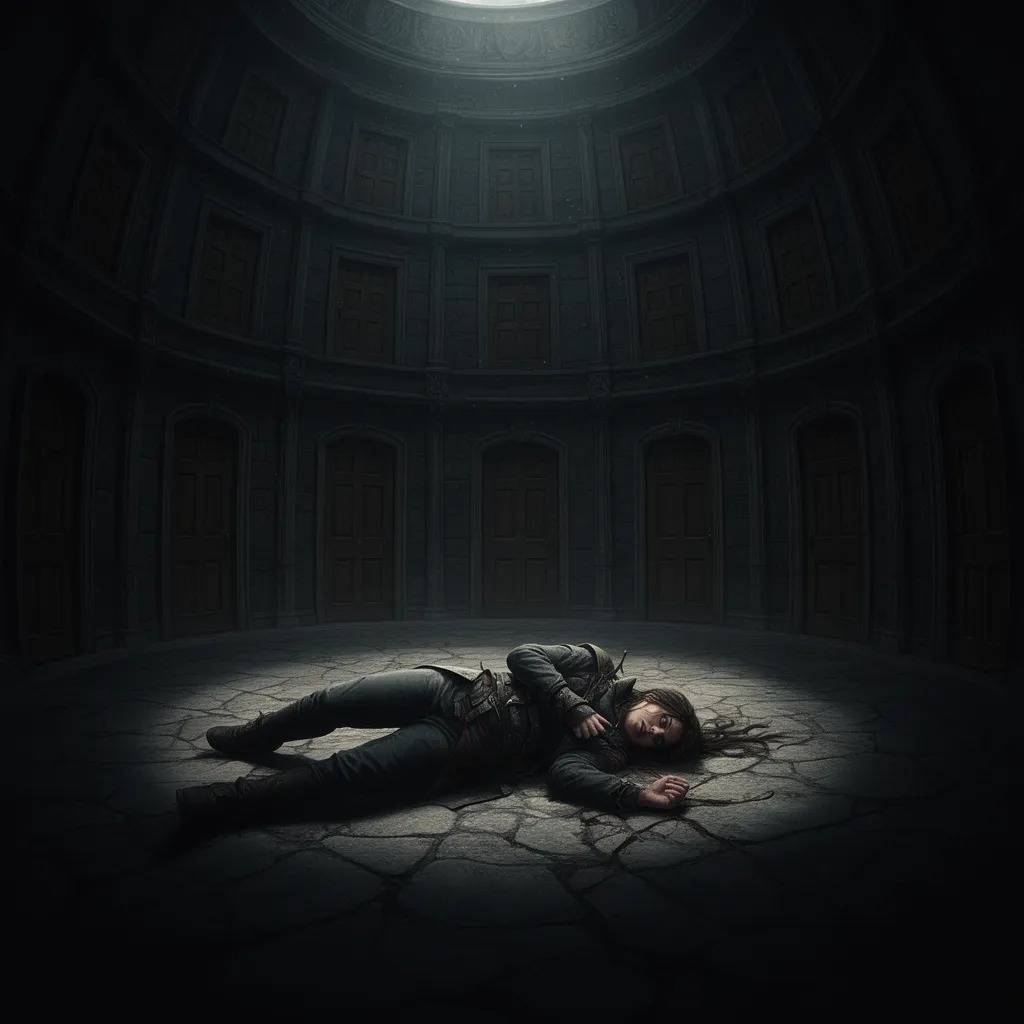 Düstugun yer yuvarlak bir oda ve odanin hertarafi kapilarla dolu