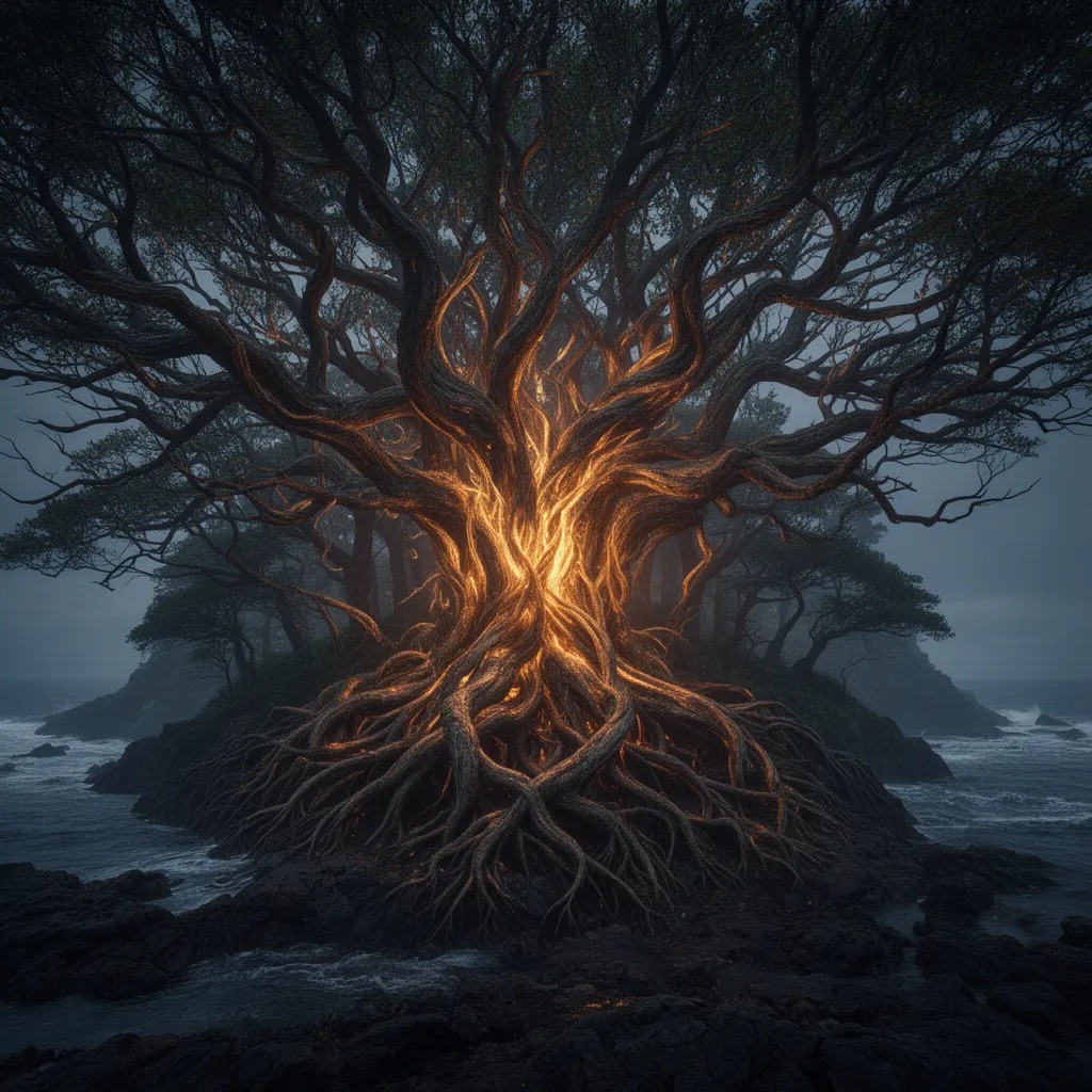 As the forest heart pulsed, its rhythm synchronized with the faltering earth, an eerie glow began to emanate from the twisted