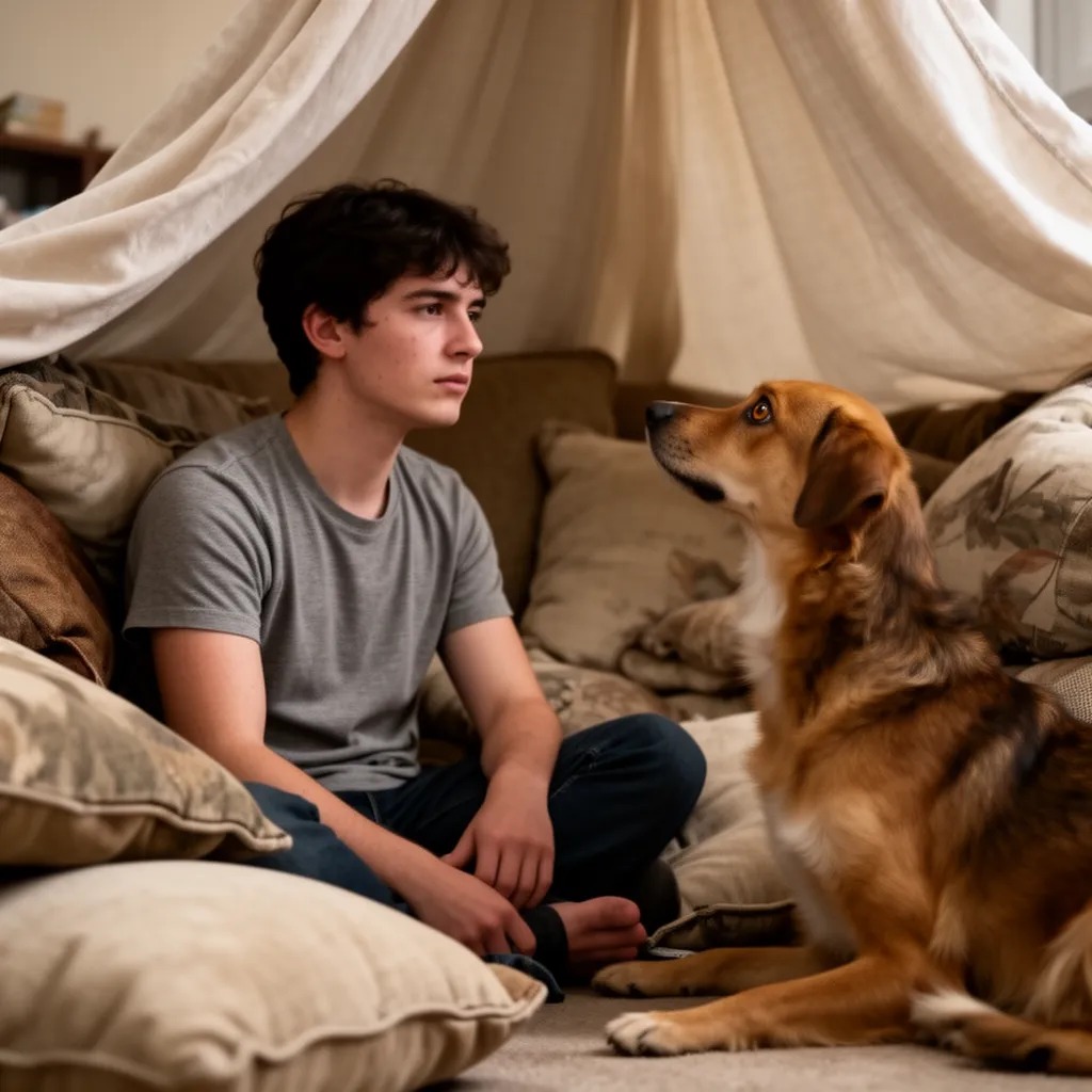 I examine the paper more closely, and beneath the crude drawing is a small scribbled note that reads: 'Ask again!' I look up 