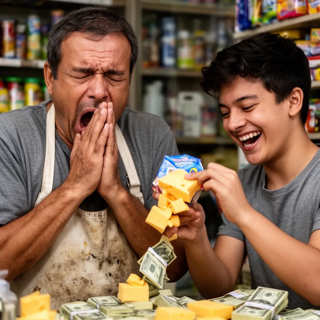 Bakkal, ellerimi tutup salladı, parmağımı paraya dokundurduğumda, sakızı değil, bir paket peynir çıktı. "Bu da ne?" diye bağı