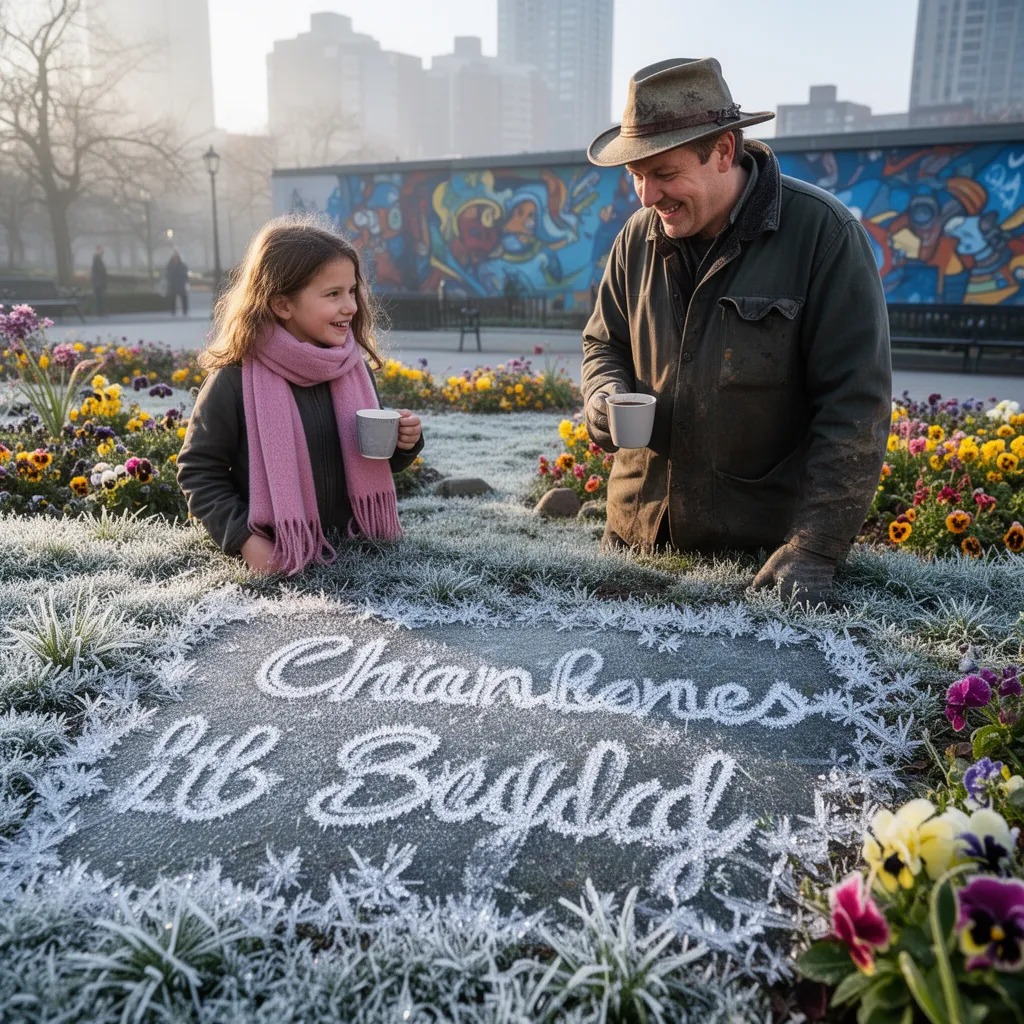 Frosty mornings brought a soft blanket of sparkling ice crystals to the city's grassy areas, each one uniquely etched with th