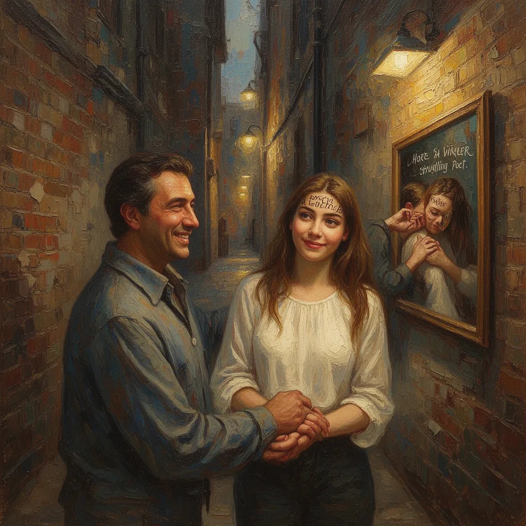 Tekir held the hand of a young woman, staring at her reflection, her eyes now a deep sadness. Her true self, a struggling poe