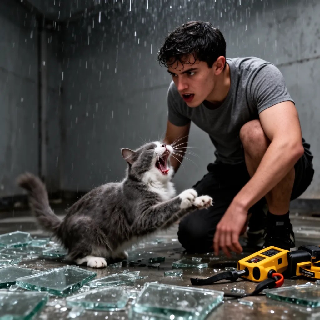 Yağmurun şiddetini artıran bir rüzgar dalgası birden yapıma çarptı, camları ezdi ve elektrik bağlantılarını kesdi. Karanlıkta