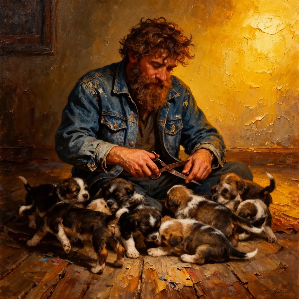 Tekir, evcil edilmiş insan birini, bir köpek yavrularını beklediğinde, annesi gibi davranıyordu ve yavruların kuyruklarını ke