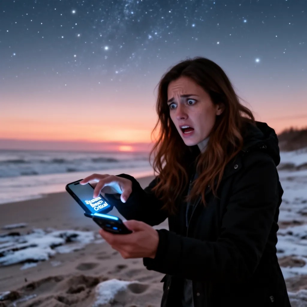 The peaceful scene is shattered by the faint glow of your phone, illuminating the words " System Breach: Critical" on the scr