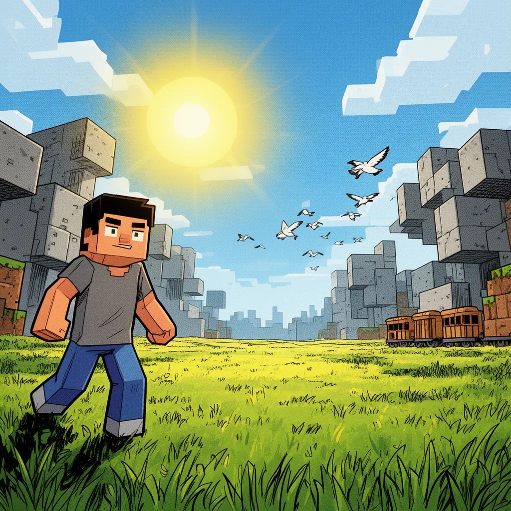 Hayal et: Güneş Minecraft dünyasında parlıyordu.