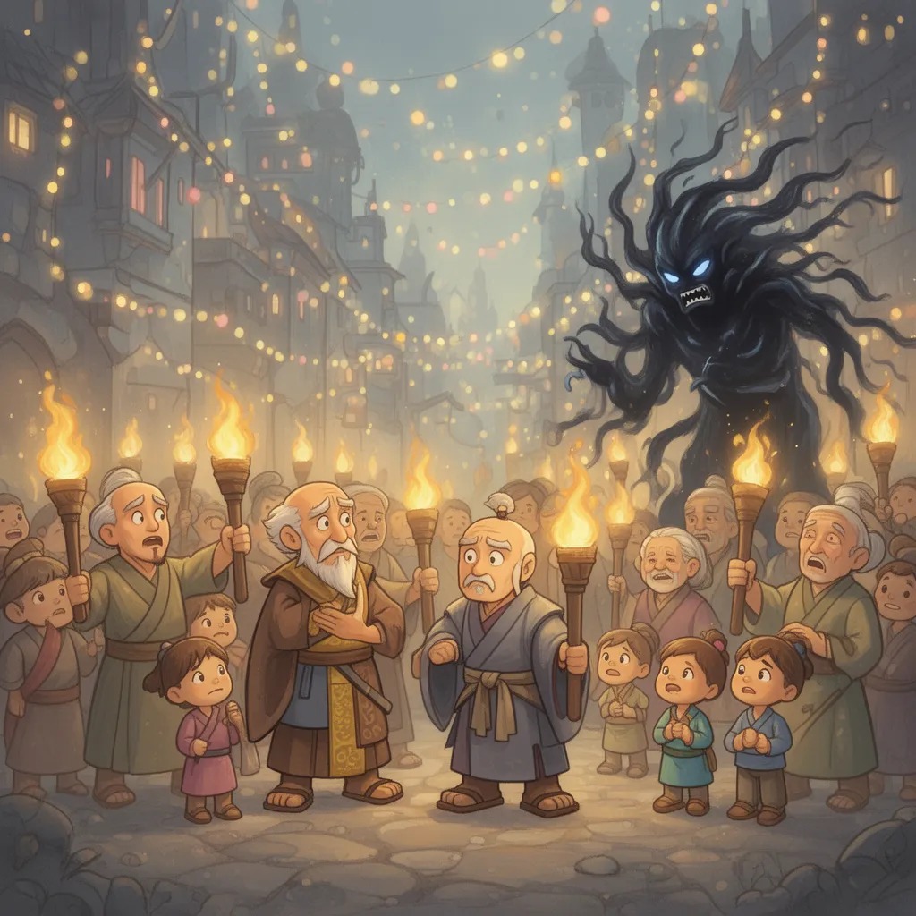 Wu, köylülere seslendi: “Korkmayın, onların yanında olun!” Halk meşaleler yaktı. Küçük ışıklar şehri doldurdu. Umbra bu ışıkl