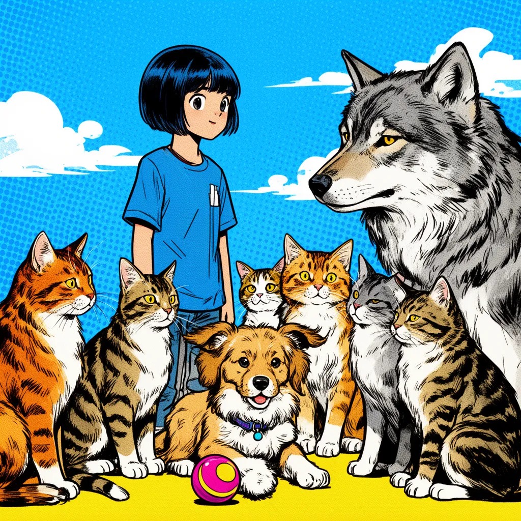 Günün ilk ışıklarıyla birlikte, sokakta bir sürü canlı dolaşıyordu. Bir kedigiller gruplaşmış, bir köpek yavrusu onlara oynuy