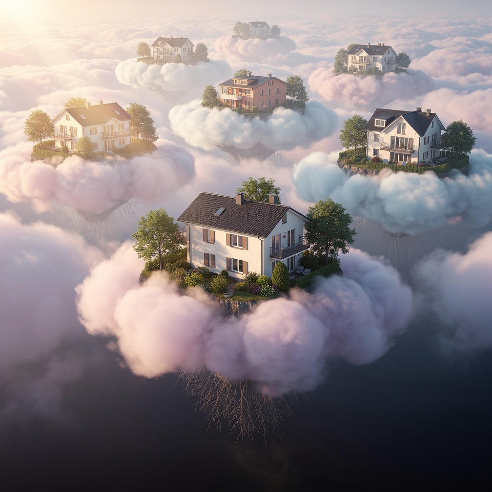 Bulutların üzerindeki şehirler. Yeryüzü ile karanlık.