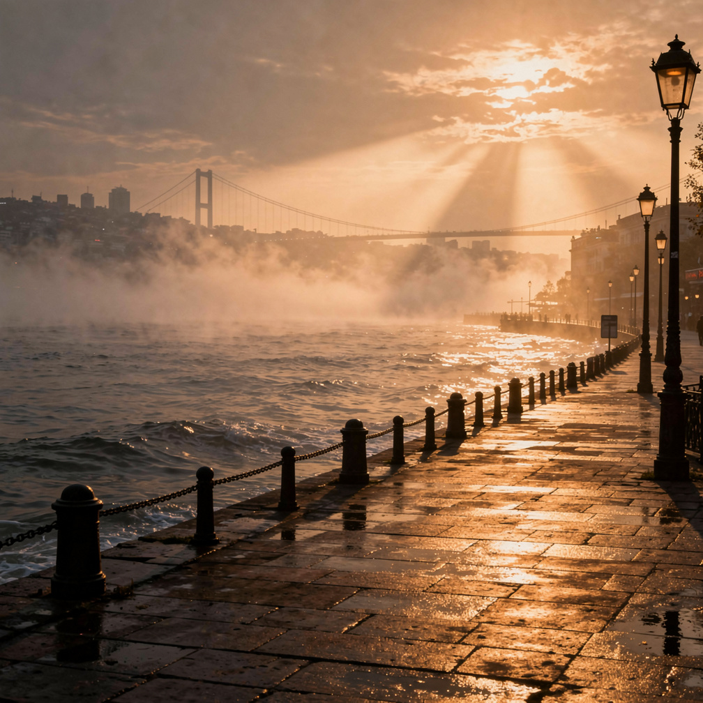 Deniz kıyıya fısıldıyor.
Sanki şehir insanları değil, ruhunu arıyor.