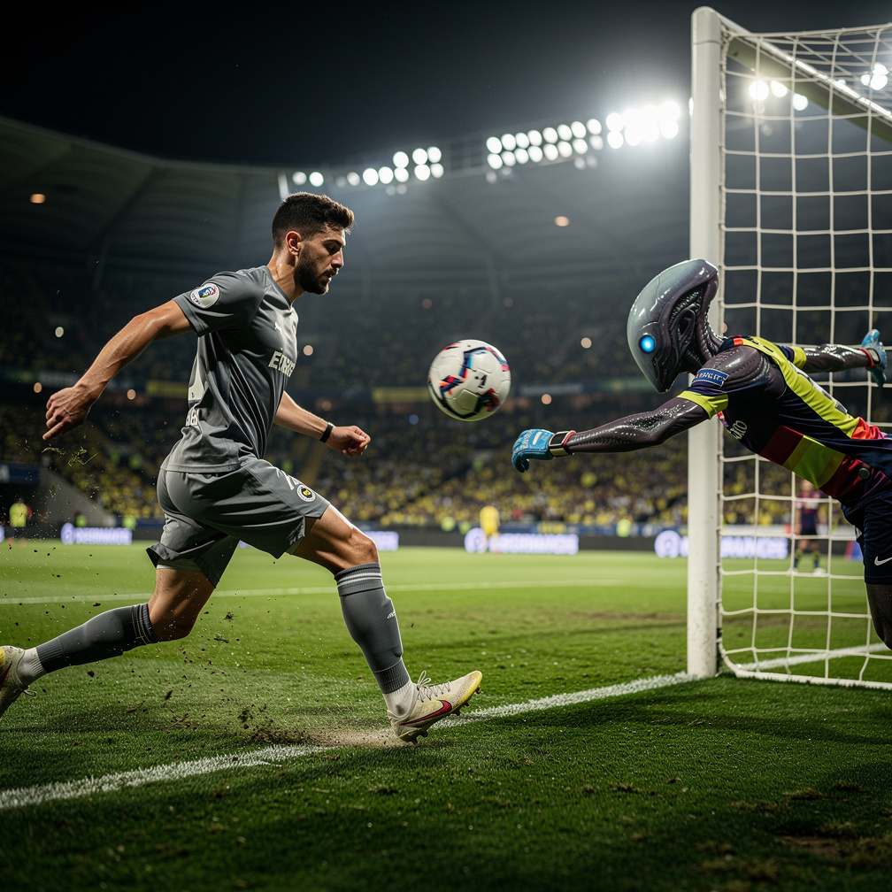 Durum berabere maç bitmek üzere Fenerbahçe gol atarsa kazanacak Fenerbahçeli Kerem Aktürkoğlu kaleci ile karşı karşıya vuruşu