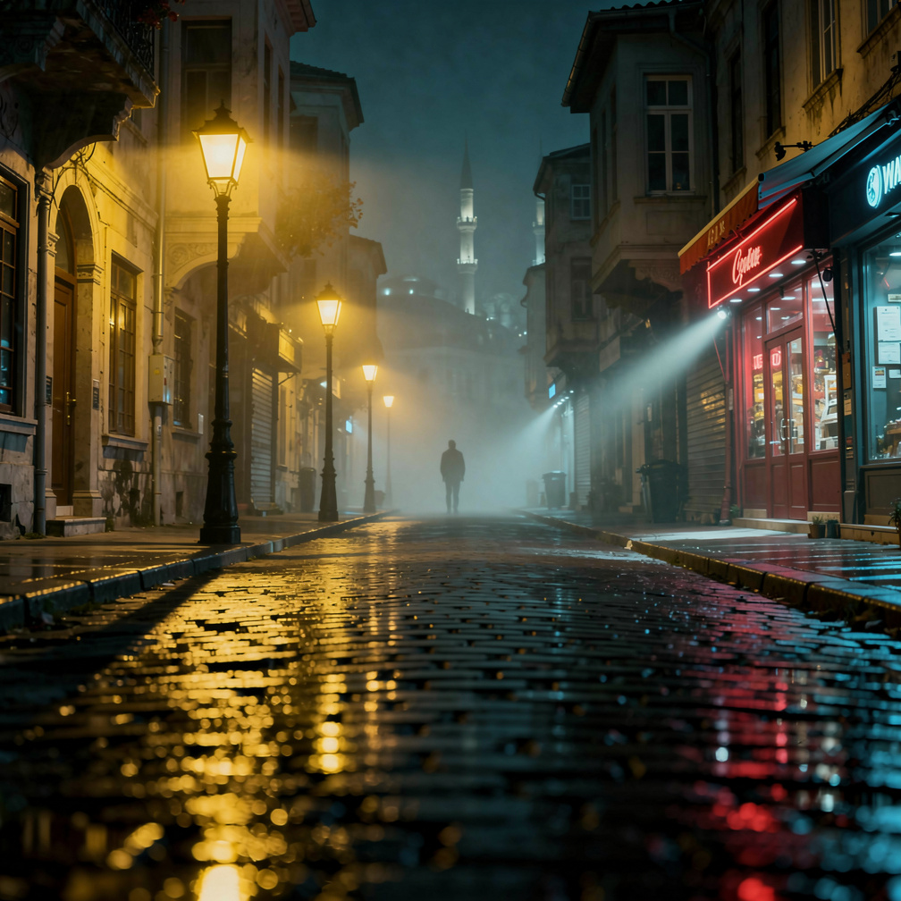 Sessizlik her zaman huzur demek değildir. Bazen sadece bir şeylerin değiştiğini gösterir. Gece İstanbul, sisli bir sokak, uza