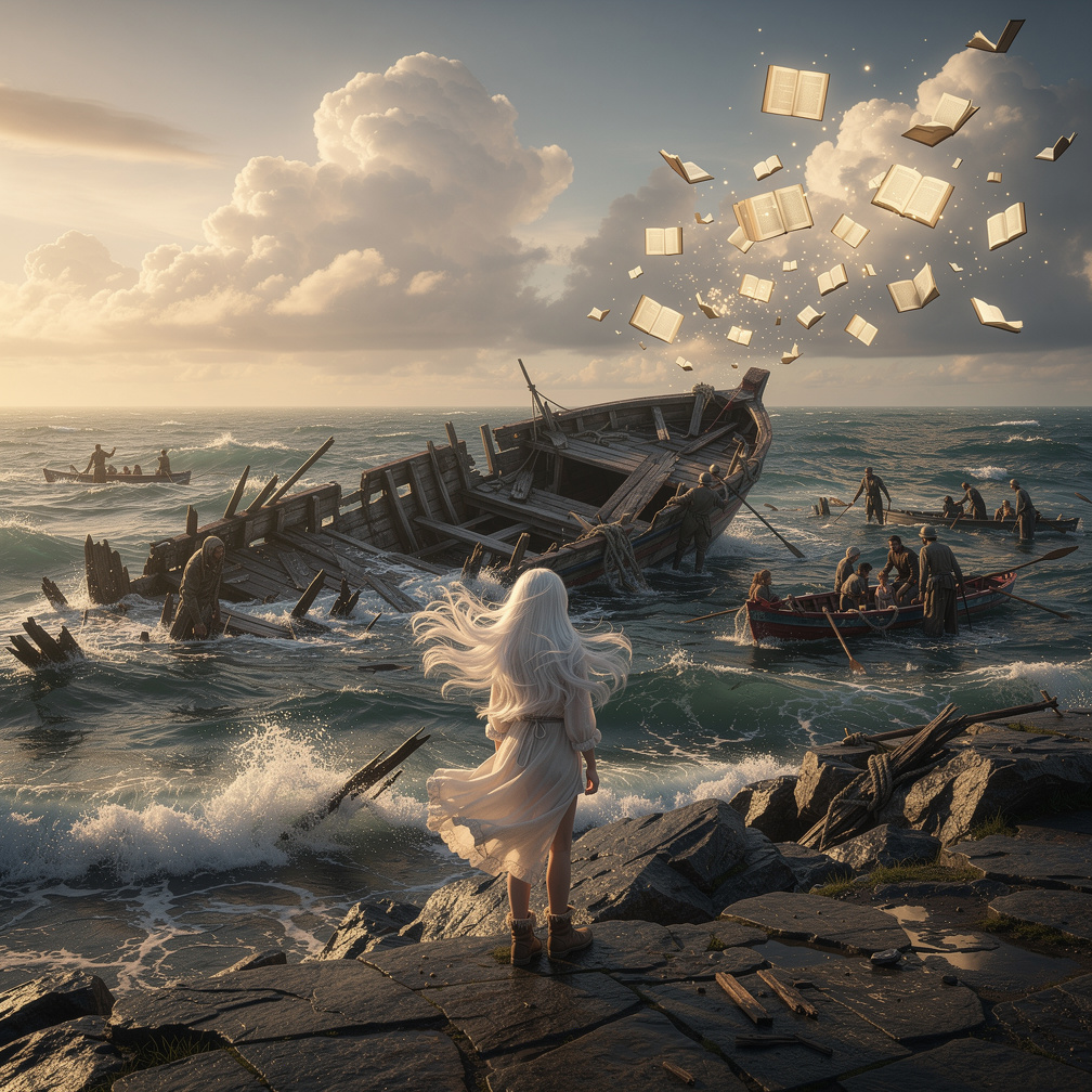 بأول عتبات رحلتها صادفت  البحارة فراشه  وطاقمها  عائلة تحطم قاربهم في منتصف المحيط.