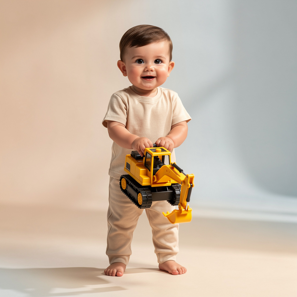 Hayal et: Minimal and cute 2nd birthday invitation illustration.

A toddler boy that looks like the reference photos: big dar