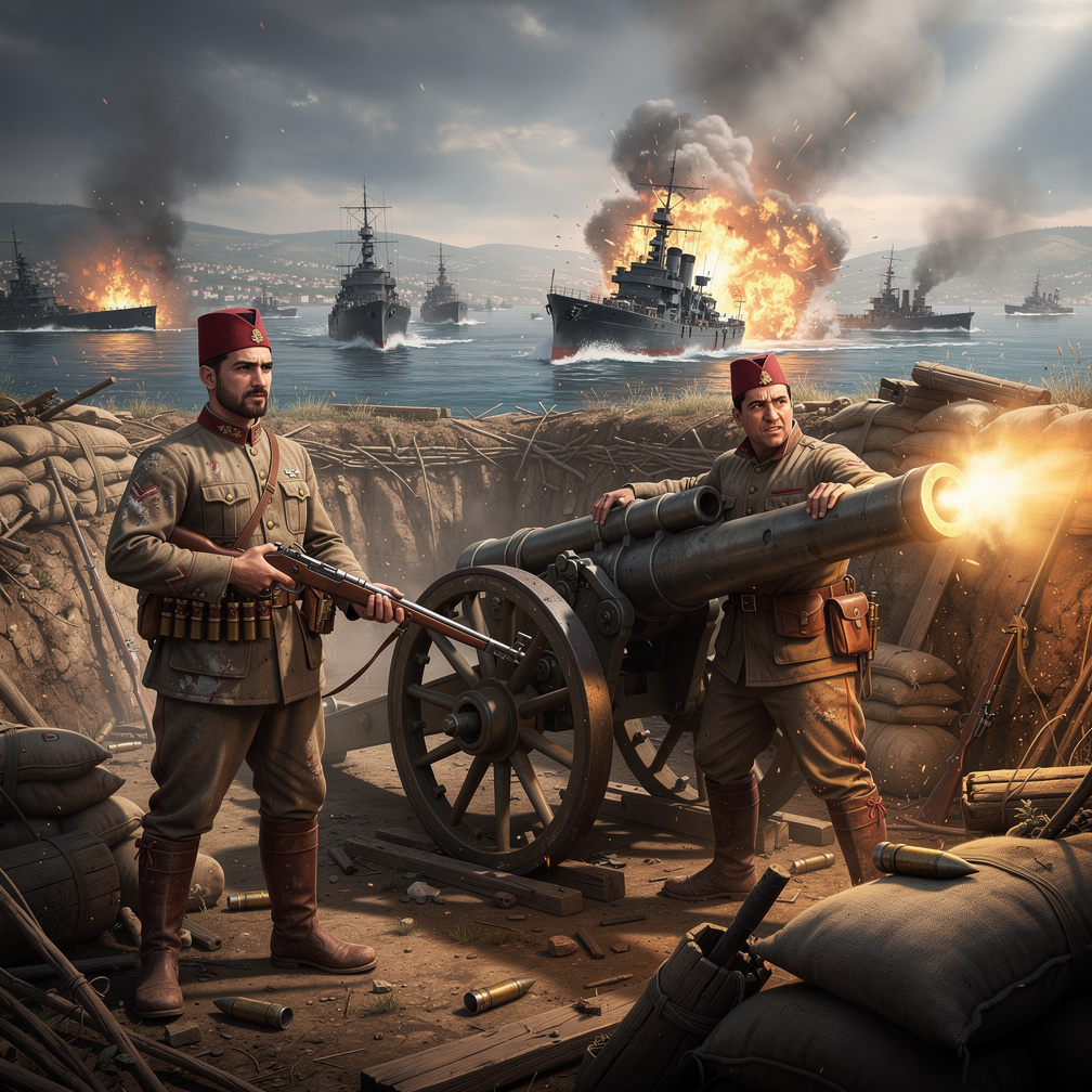 Deniz üzerinde sanki demirden canavarlara benzeyen bu gemiler tek tek batıyordu.