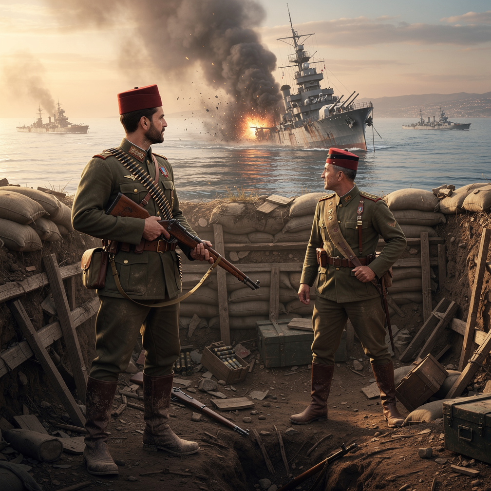 Saat 17:50. Batmaz denilen İngiliz savaş gemisi Ocean mayına çarparak batmaya başladı. Ve işte kaçıyorlardı. Yenilemez denile