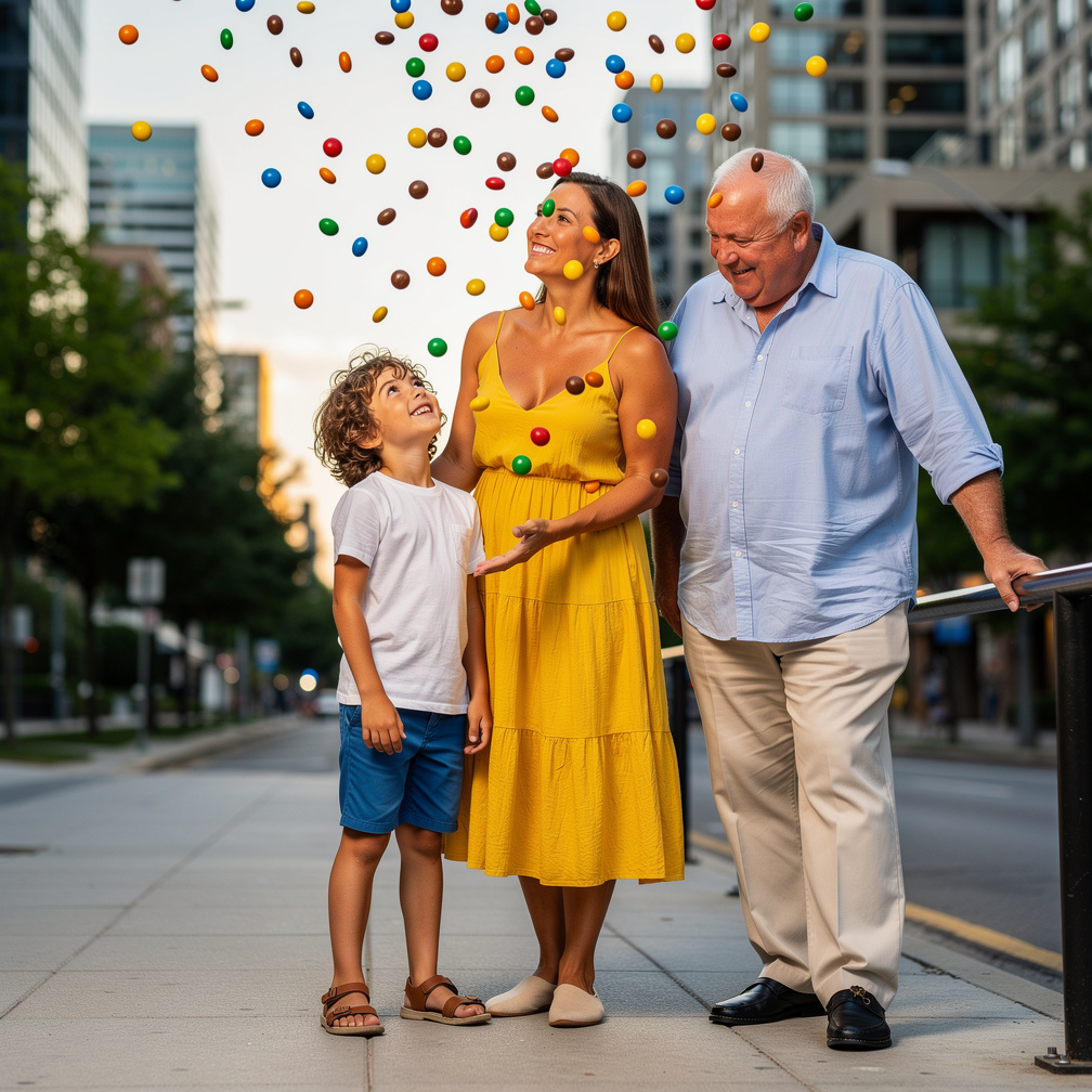 Çocukların üzerine bomba yerine şeker çikolata yapıyor gökyüzünden.