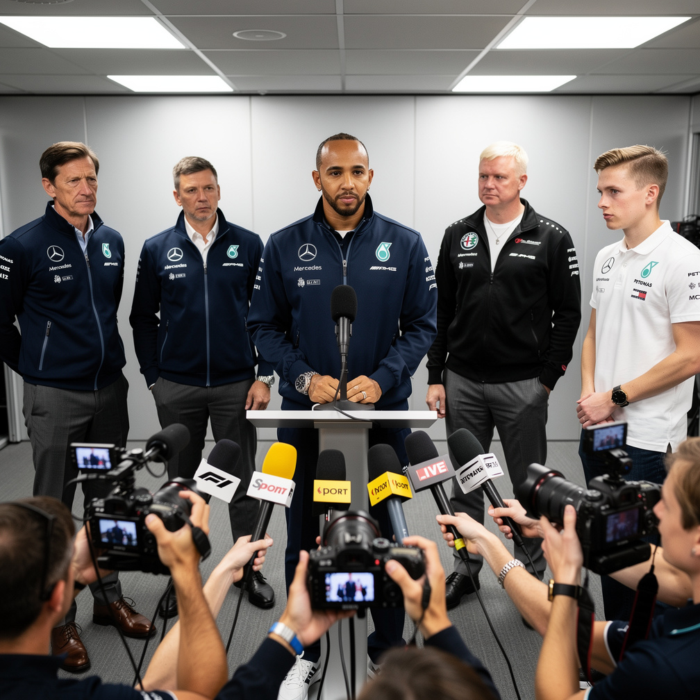 Lewis Hamilton ile yarış sonrası medyaya açıklama yap.