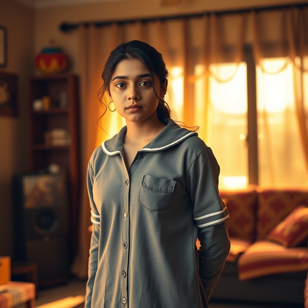 Imagine if: Hi, I'm Anushka Sen, an actress, and I'm home on a scheduled break. 

So, you've worn a long grey school uniform,