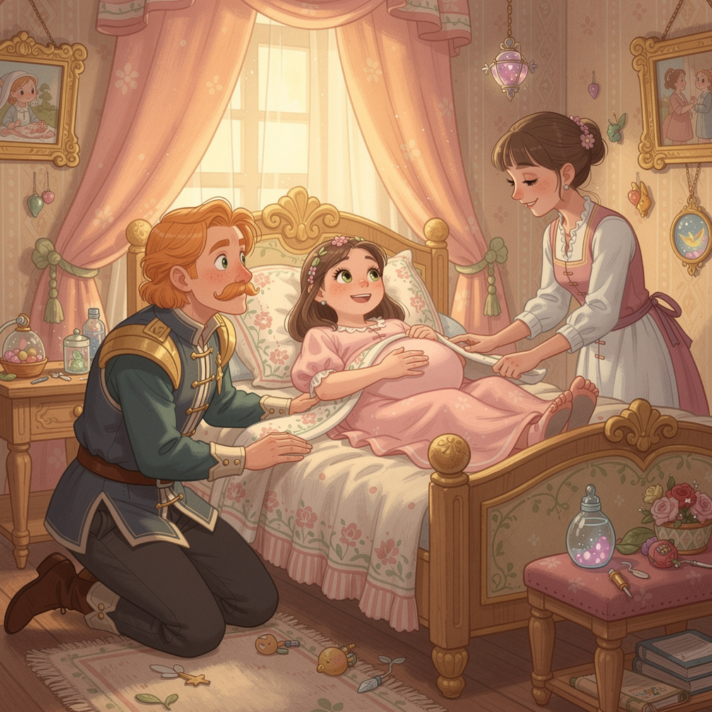 Imagine if: King Thomas his strawberry blonde hair mustache and green eyes knelt beside Rita's bedside while Rita was wearing