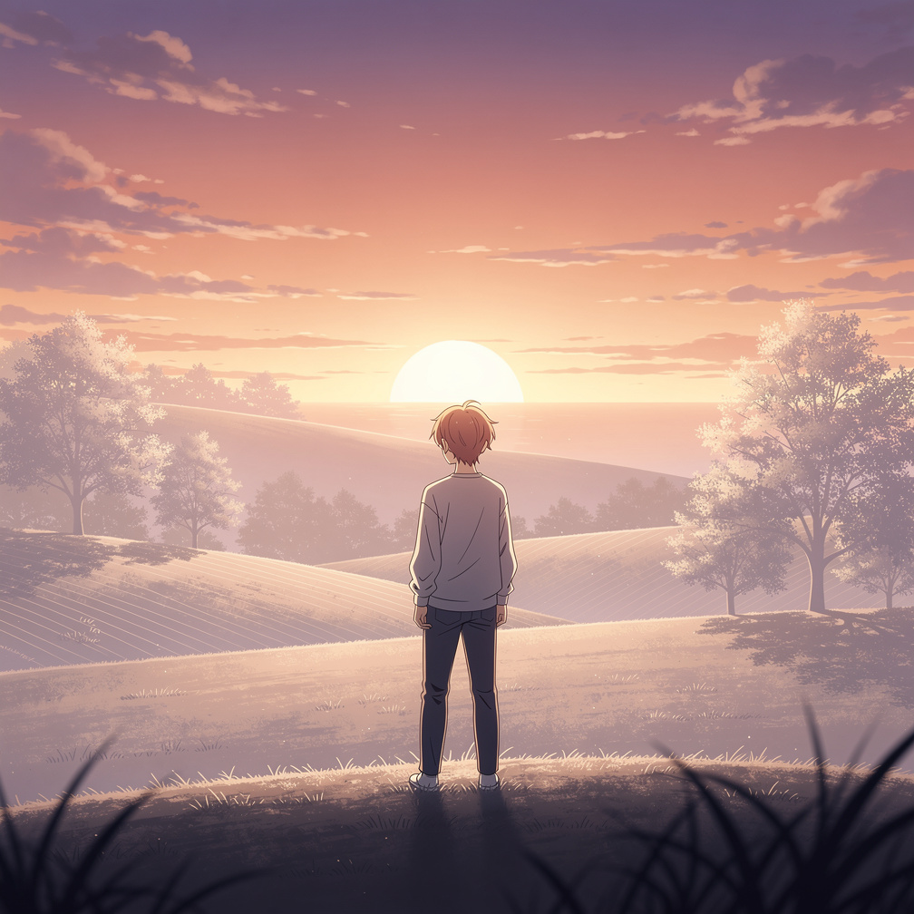 Imagine if: Give a cool boy pic looking towards the sunset and give an aesthetic vibe.