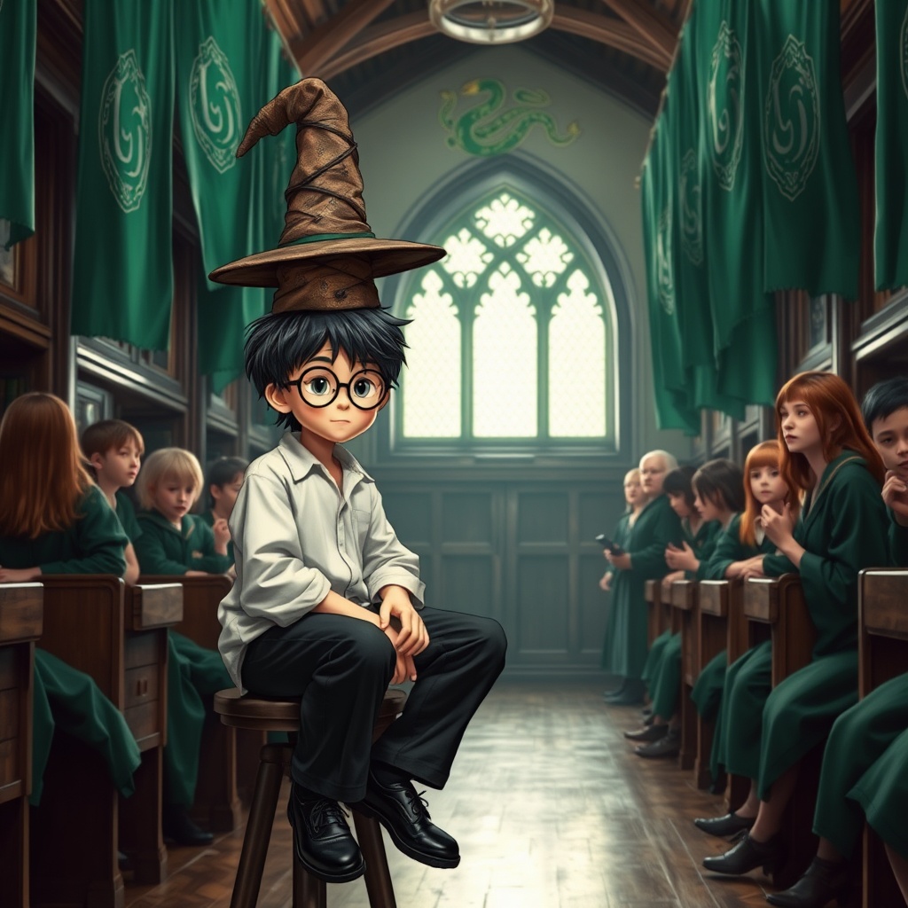 Harry'nin hayatı değişir. Slytherin yatakhanesinde yeşil bayraklar sallanır. Yılan arması parlar. Hırsı, kurnazlığı öğrenir.