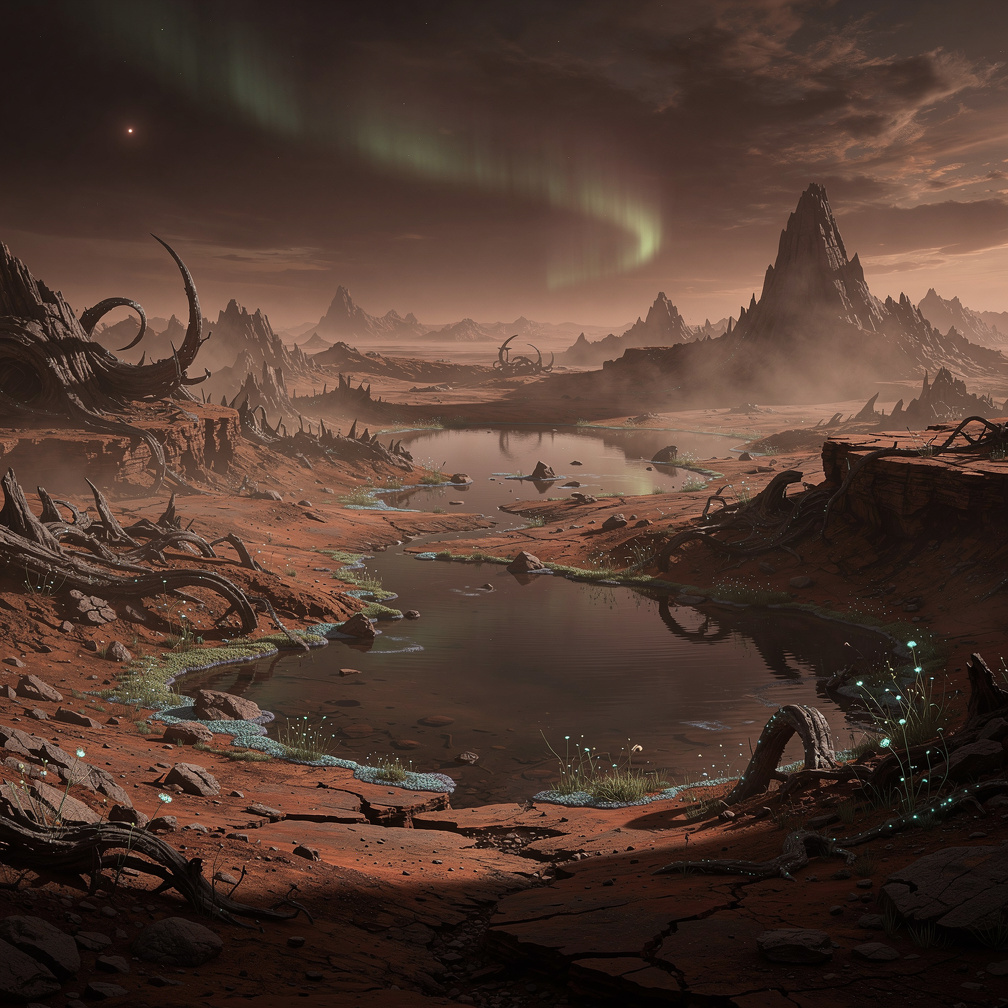 Zamanla Mars'ın doğal yaşamı insanlara göre şekillenir şu gölcükleri oluşmaya başladı insanlar mutluydu.