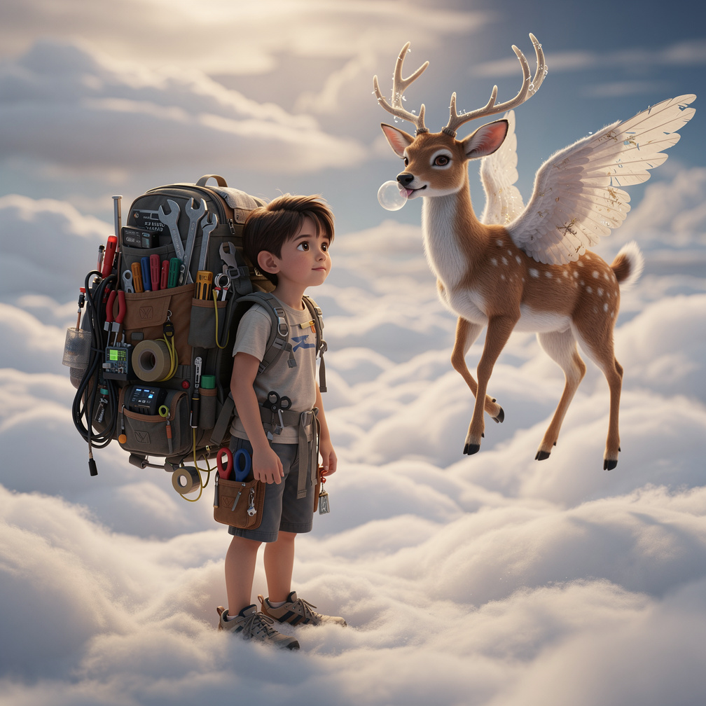 Hayal et: Bulut Tamircisi: Memo ve Gökkuşağı Anahtarı
Karakterler
Memo: 10 yaşlarında, sırtında her türlü aletin olduğu devas