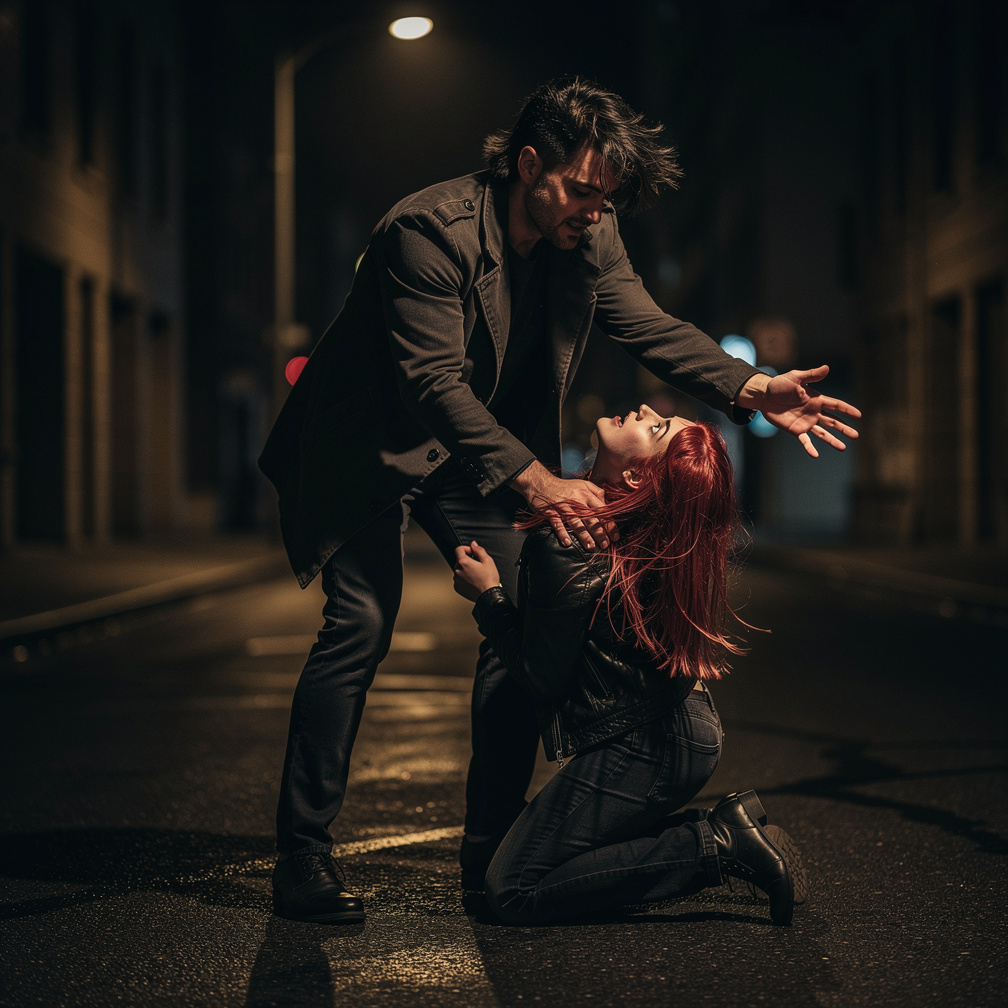 Kız ile erkek çarpışır. Erkek kızı yerden kaldırmak için elini uzatır.