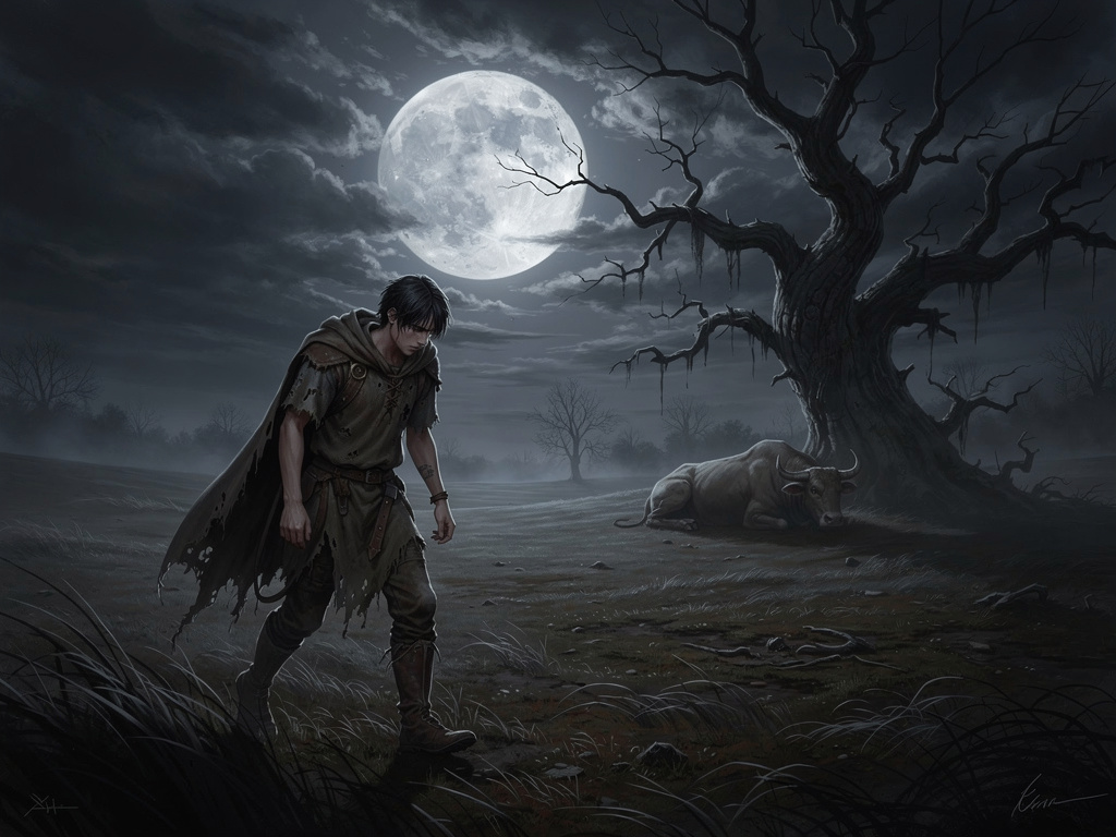 Maalesef bu yorulmuş bir öküzdü, ben gece gece kayıp koyunu nereden bulabilirim diye düşünürken aklına parlak bir fikir geldi