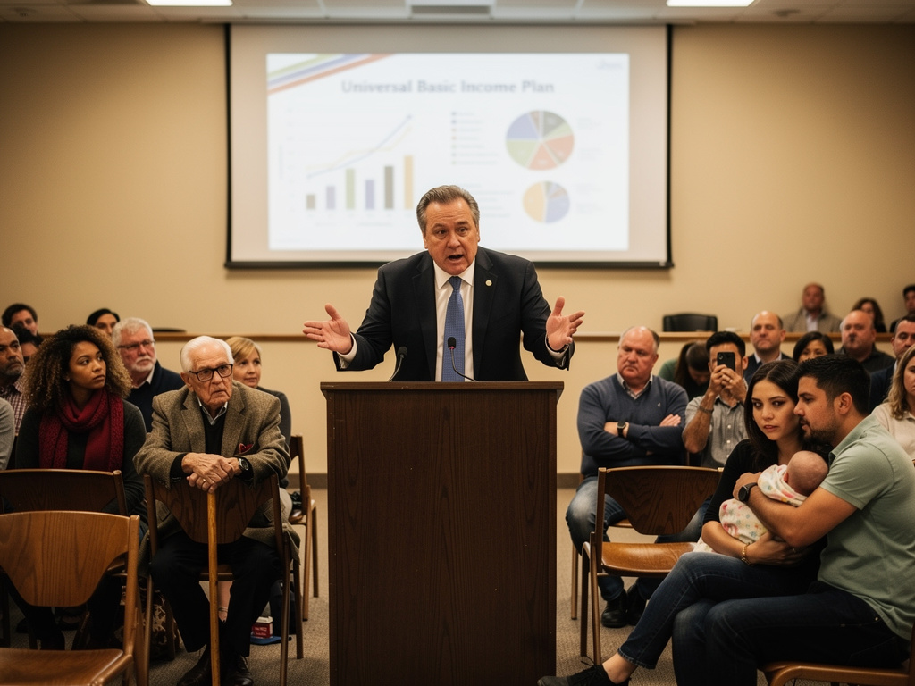 Imagine if: You're attending a town hall meeting where the mayor is proposing a radical new plan to address income inequality