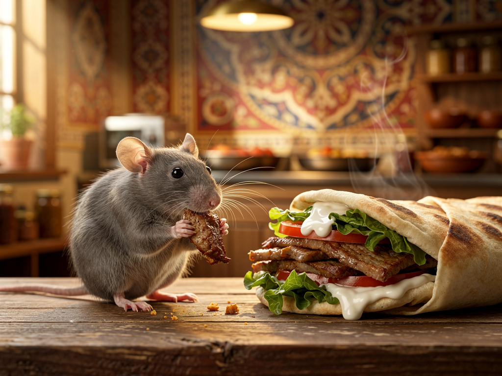 Hayal et: Döner yiyen bir fare çiz.