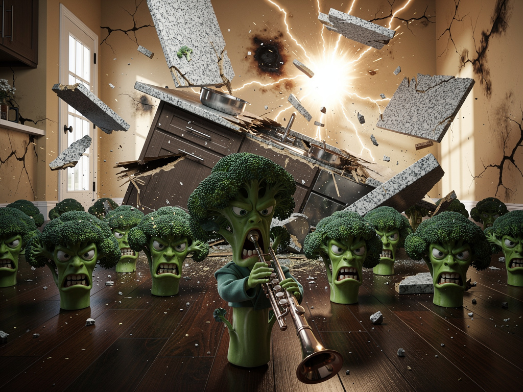 Şimdi brokoliler saldırıyor bize ve onlara tezgah atıyoruz ama brokolilerin flüt çalan lideri bize saldırı düzenliyor.