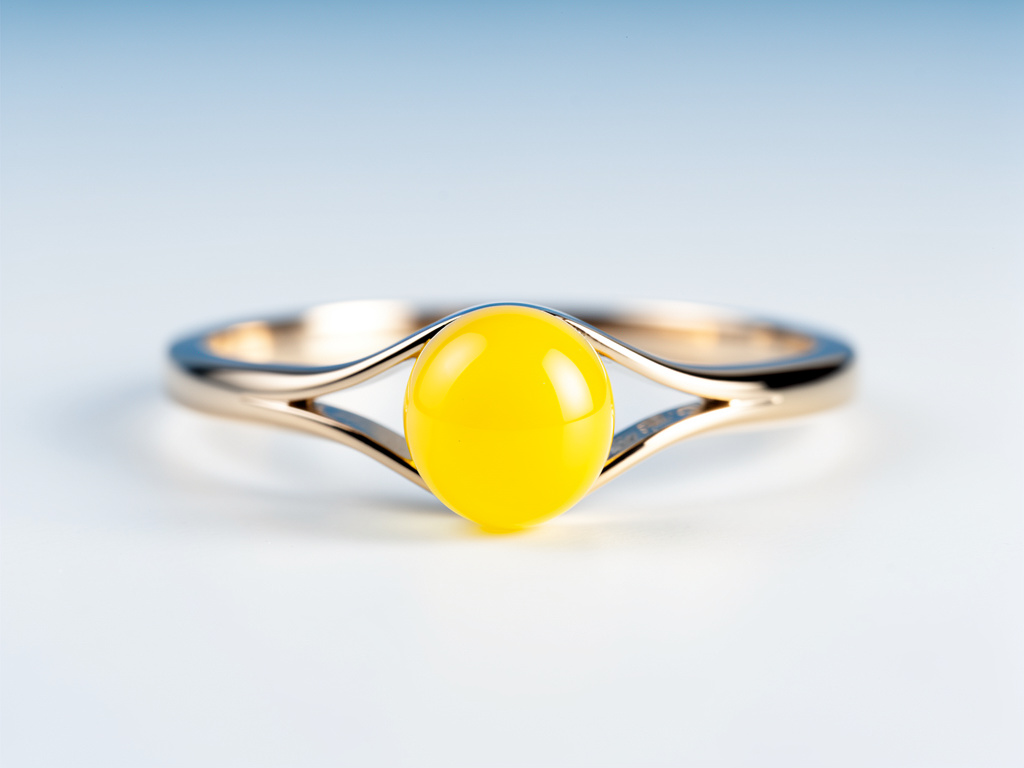 Hayal et: Ortasında sarı taş olan bir yüzük.