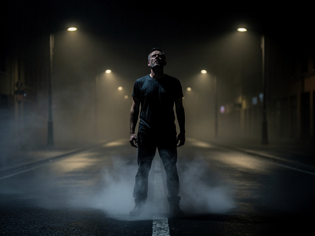 Hayal et: Gece sokak, sis çöker, kimse yok yanımda
Gözlerimde savaş var, yazılı kader alnımda

Konuşma boş laf, gelirsem dire