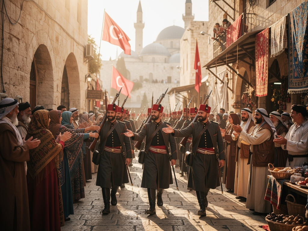 Hayal et: Kudüse Türk ordusu gelmişti oranın halkı onları görünce sevindi. Kudüse huzur gelmişti.