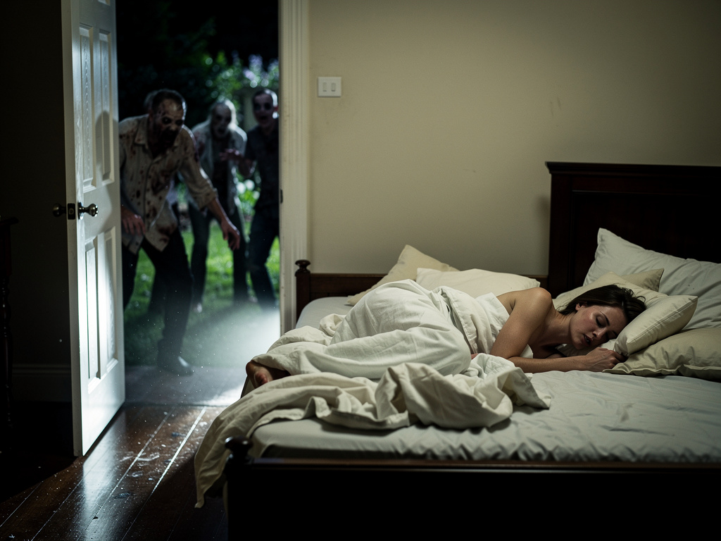 Hayal et: Bir gün evde yatarken bahçeden gelen ses var, içeriye zombiler girmiş, sen uyuma yalanı kurarken birden odaya giriy