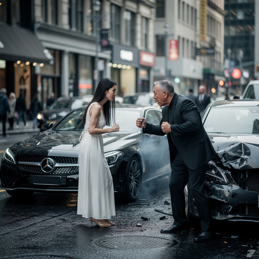 Yeraltı imparatoru kızın babasının arabasına çarpar ve kavga çıkar.