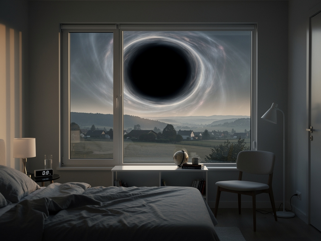 Dünyanın son haftası. Odanda yeni uyanıyorsun ve camdan Uzakta devasa bir karadelik ufuktan doğuyor, artık güneş yok. Etraf h