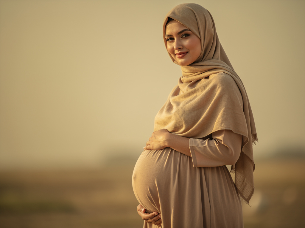 Hayal et: Türbanlı hamile kadın.