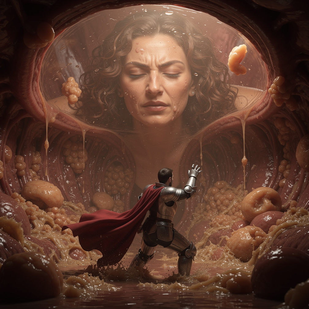 Then he lives inside her stomach finding a way to get out.