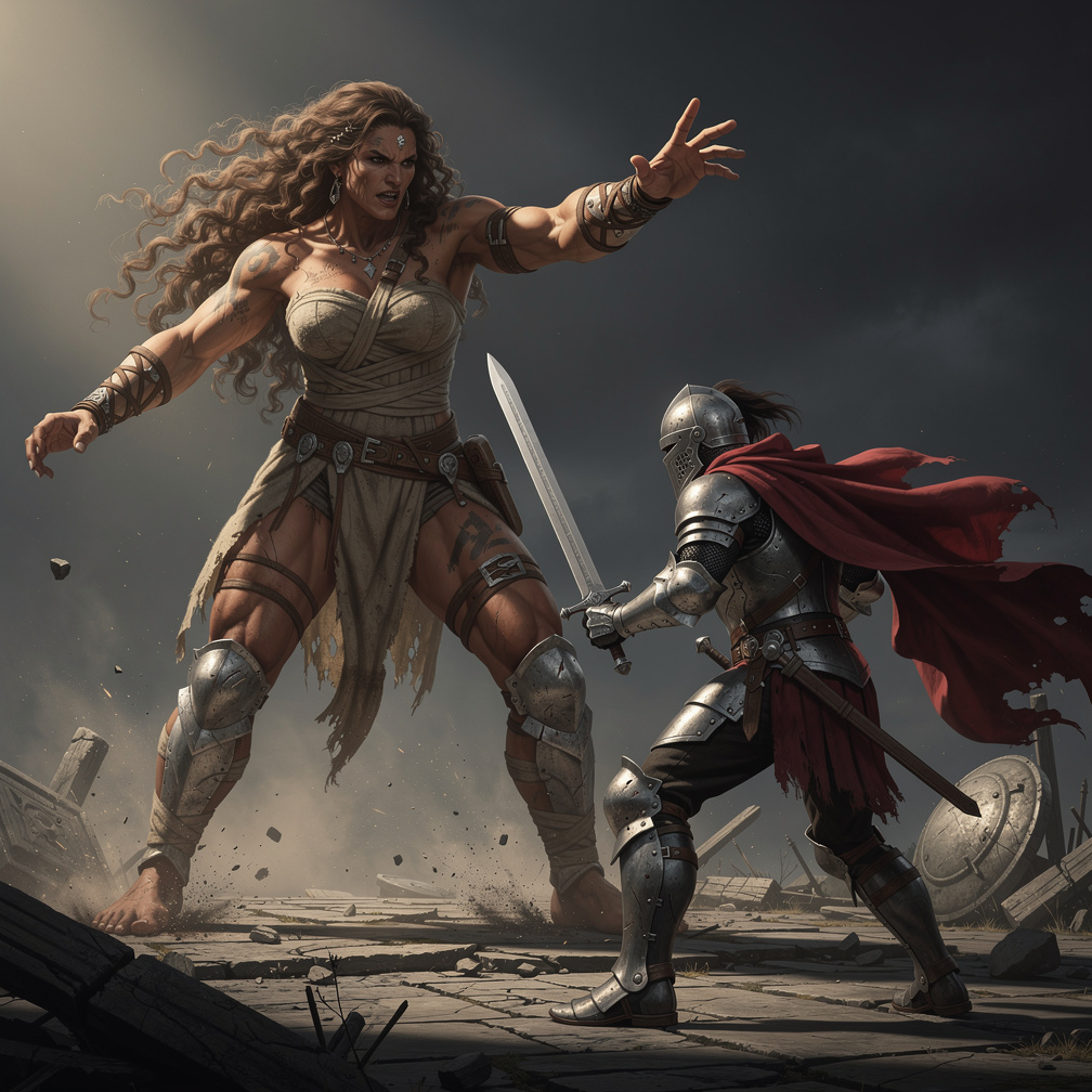 He continues to fight her again.