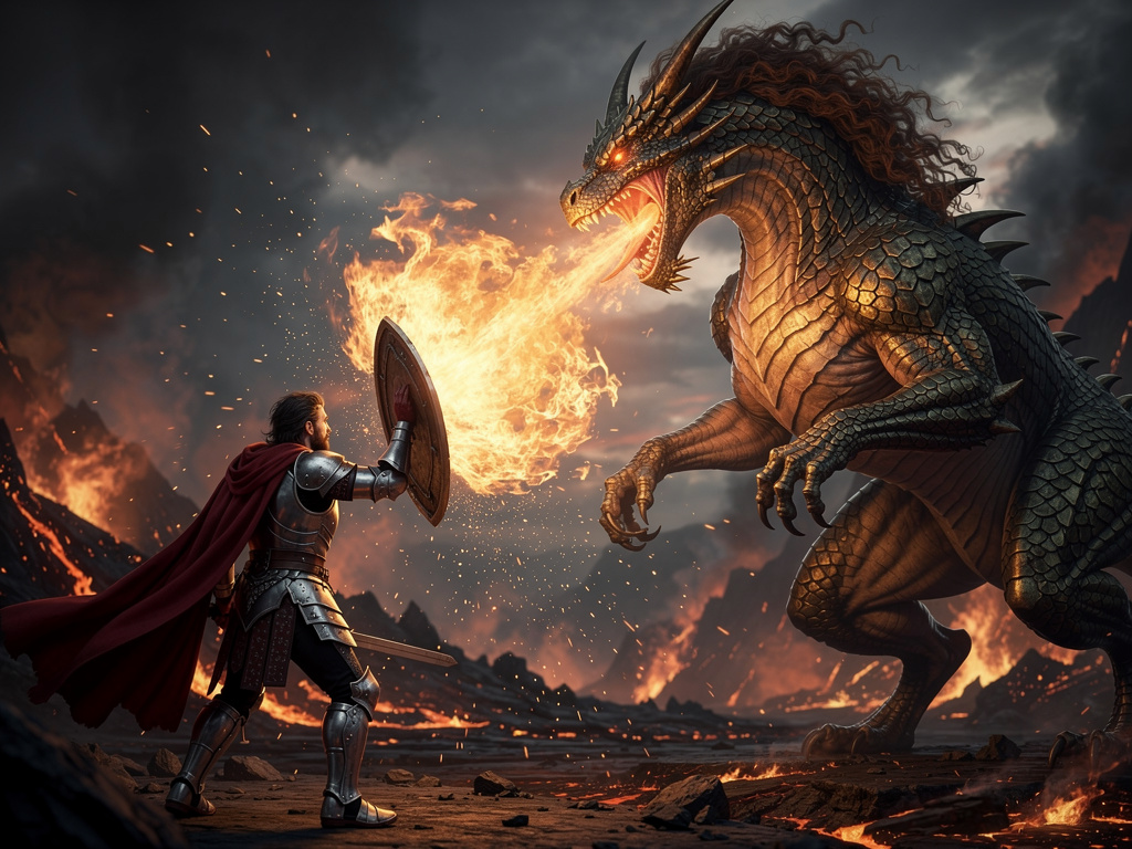 He battles the dragon long enough to find out it was a female and it was pregnant.