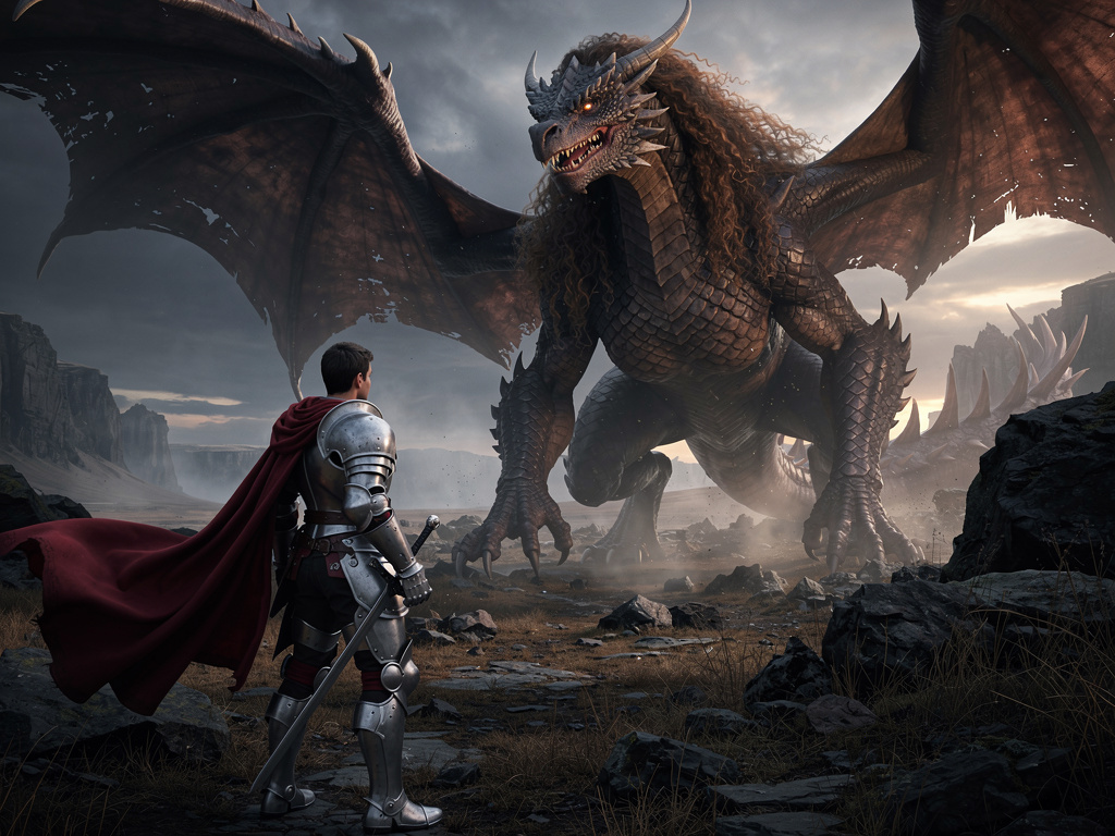 He then examines the dragon from afar.