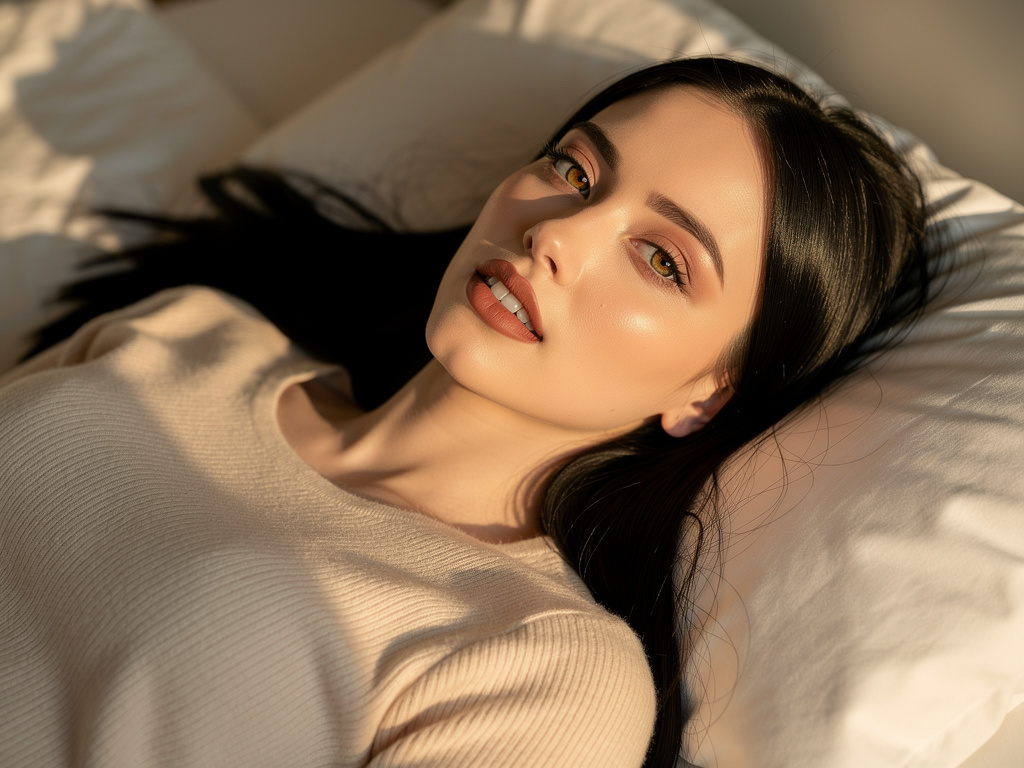 Darla, uzun düz siyah saçlı, büyük elâ ve çekik gözlü, beyaz tenli, ince ve zarif yüzlü, düz burunlu, dolgun dudaklı, düz ve 